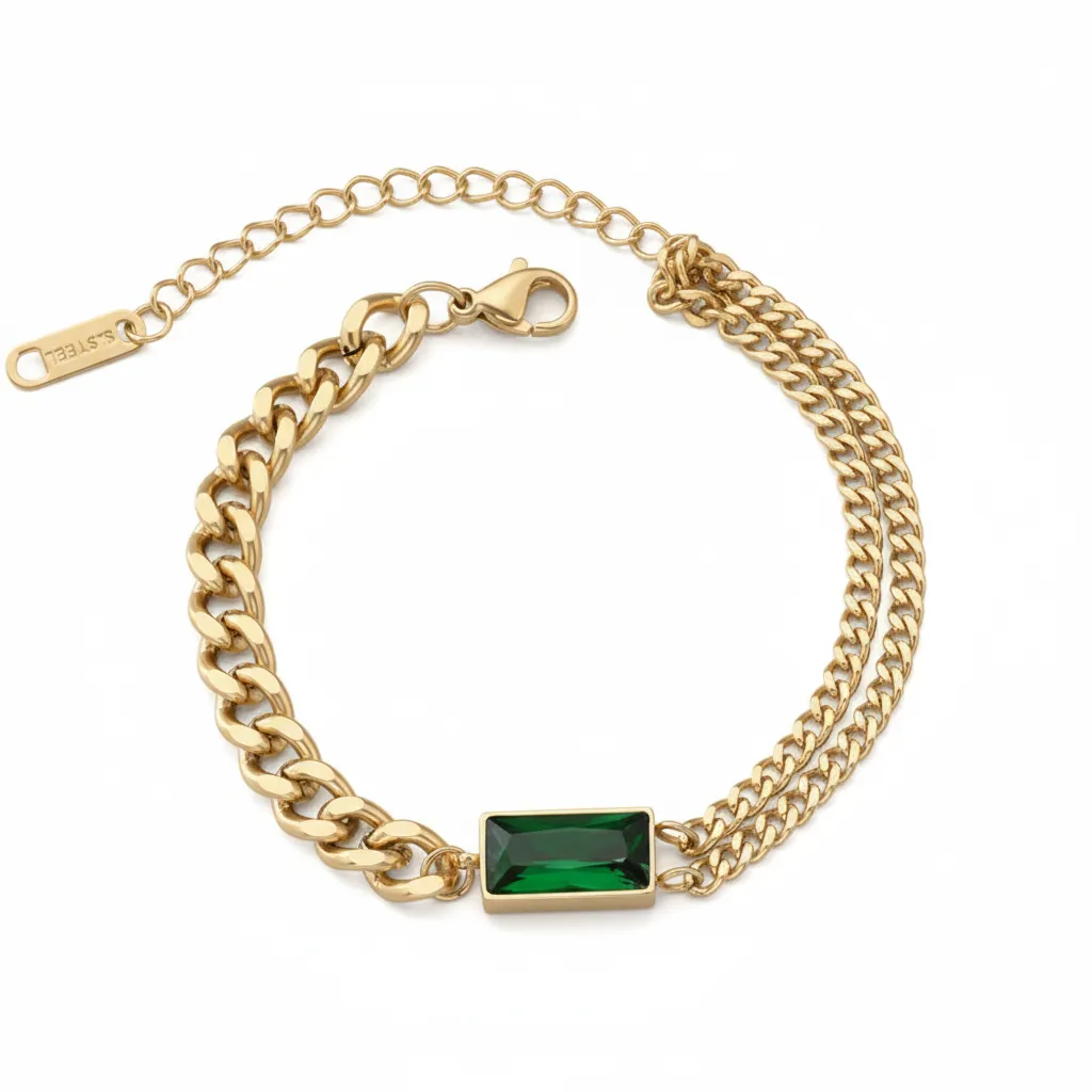 green stone chain bracelet